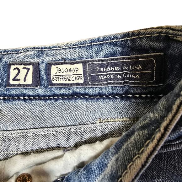 Miss Me Jeans Women's  Distressed Boyfriend Capri Stretch Blue Denim 27 - Picture 7 of 9